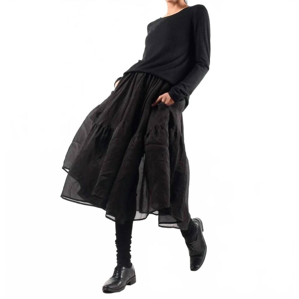 NEW LARS ANDERSSON silk tiered skirt in black